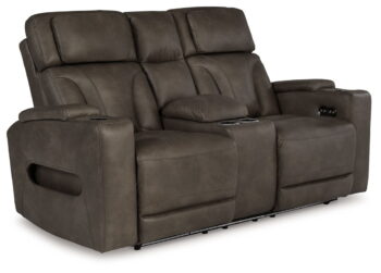 Warrior Peak - Umber - Power Reclining Loveseat With Console / Adj Hdrst