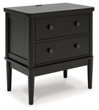 Portdown - Black - Two Drawer Night Stand