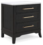 Welltern - Black / White - Three Drawer Night Stand