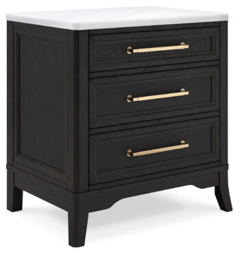 Welltern - Black / White - Three Drawer Night Stand