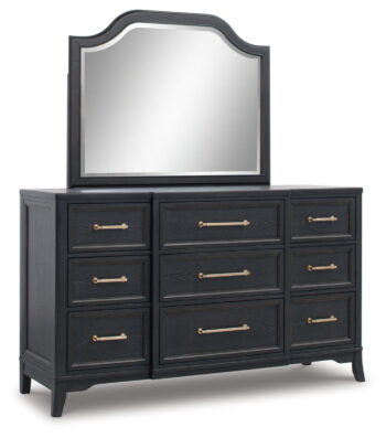 Welltern - Black - Dresser And Mirror