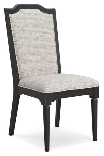 Welltern - Cream / Black - Dining Nailhead Trim Uph Side Chair (Set of 2)