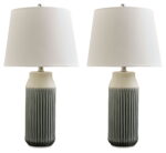 Afener - Blue / Beige - Ceramic Table Lamp (Set of 2)