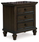 Veramond - Dark Brown - Three Drawer Night Stand