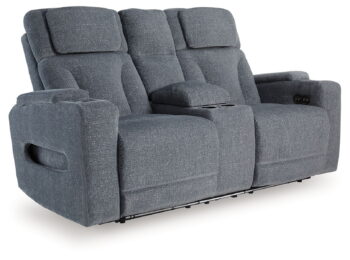 Forest Lake - Steel - Power Reclining Loveseat with Console