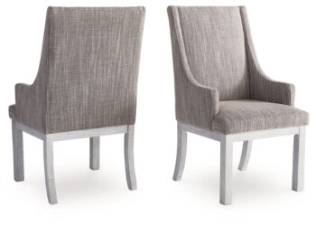 Havalance - White / Gray - Dining Upholstered Arm Chair (Set of 2)
