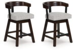 Haddigan - Dark Brown - Upholstered Swivel Barstool (Set of 2)
