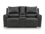 Danemere - Black - Reclining Loveseat With Console